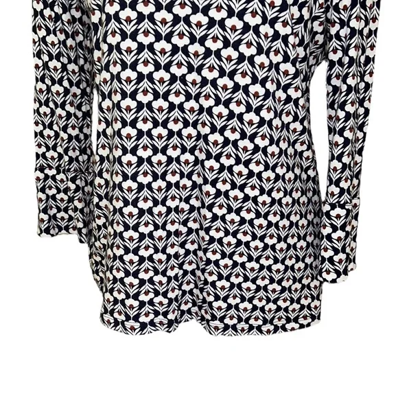 Boden Althea Petal Head Geometric Floral Keyhole 3/4 Sleeve Tee - 8 - Picture 5 of 13